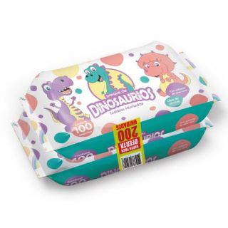 Toallitas Húmedas Parque de Dinosaurios Bolsa 100 UN - Pack 2 UN