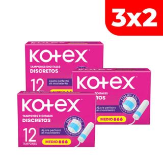 3x2 Kotex Tampón Digital Medio - Caja 12 UN