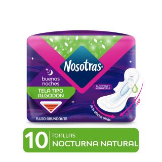 Toallas Higiénicas Nosotras Natural Buenas Noches - Bolsa 10 UN