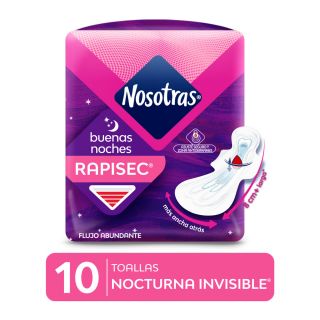 Toallas Higiénicas Nosotras Buenas Noches Invisible Rapisec - Bolsa 10 UN