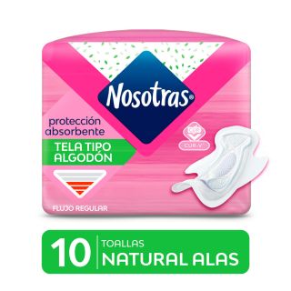 Toalla Higiénica Nosotras Alas Tela Gel - Bolsa 10 UN