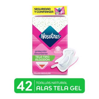 Toallas Higiénicas Nosotras Alas Tela Gel - Bolsa 42 UN