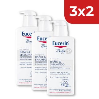 3x2 Eucerin Baby Baño & Shampoo - Frasco 400 ML