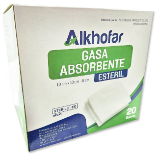 Gasa Estéril 10 X 10 cm Alkhofar - Caja 20 UN