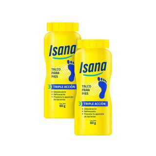 Isana Talco Triple Acción 240Gr + 60Gr - Pack 2 UN