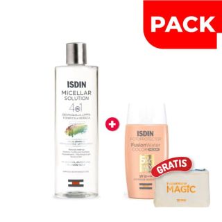 Isdin Micellar Solution 400 ML + Fotoprotector Fusion Water con Color 50 ML - Pack 2 UN