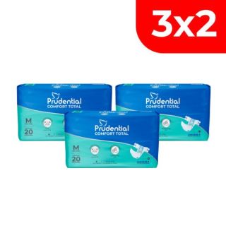 3x2 Pañal Prudential Confort Total Talla M - Bolsa 20 UN