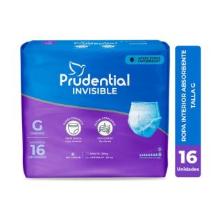 Pañal Prudential Invisible Talla G - Bolsa 16 UN