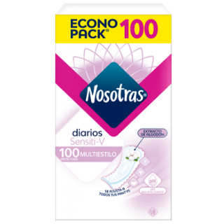 Nosotras Diarios Multiestilo Sensiti-V - Caja 100 UN