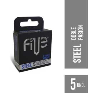 Preservativo Five Steel Doble Textura - Caja 5UN