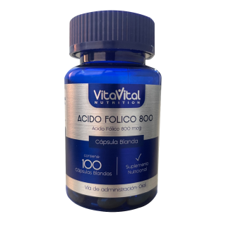 Ácido Fólico 800mg VitaVital Cápsulas - Frasco 100 Un