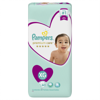Pañales Pampers Premium Care Talla XG - Bolsa 60 UN