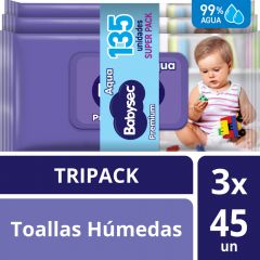 Toallitas Húmedas Babysec Premium 45 Un - Pack 3 UN