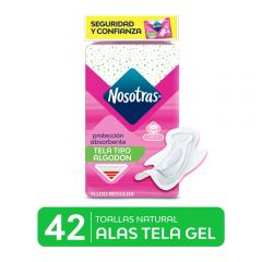 Toallas Higiénicas Nosotras Alas Tela Gel - Bolsa 42 UN