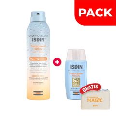 Pack Isdin Fotoprotector Fusion Water Magic 50 ML + Tranparente Spray Wet Skin 250 ML - Pack 2 UN