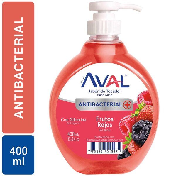 Jabón Líquido Aval Antibacterial Frutos Rojos de 400 ML